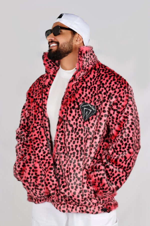 Men’s Pink Tiger Print Oversized Jacket - Bold, Street Style Outerwear